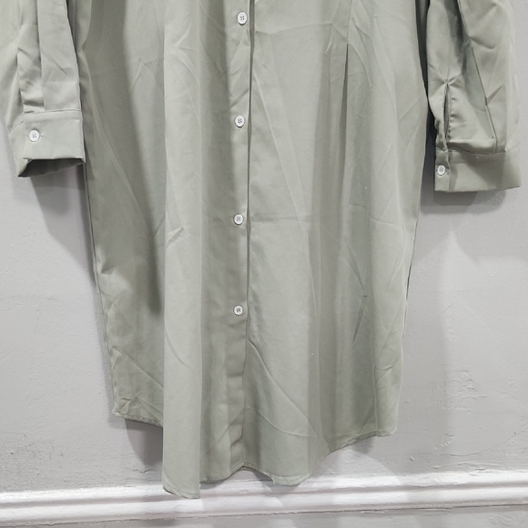 Sage Green Button-Up Shirt Dress - Picture 4 of 4